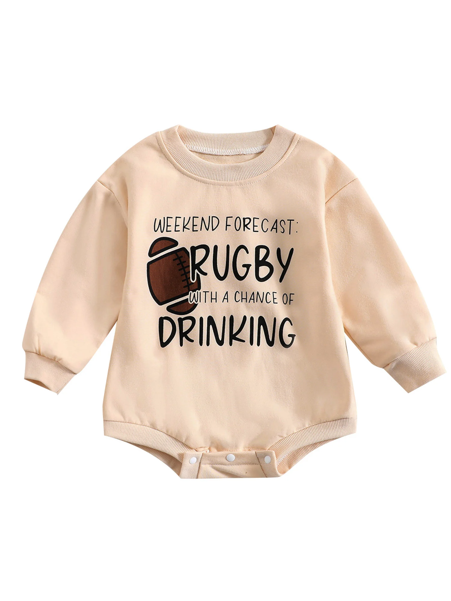 

Newborn Baby Rugby Letter Romper Oversizen Long Sleeve Round Neck Sweatshirts Fall Winter Bodysuit Outfits