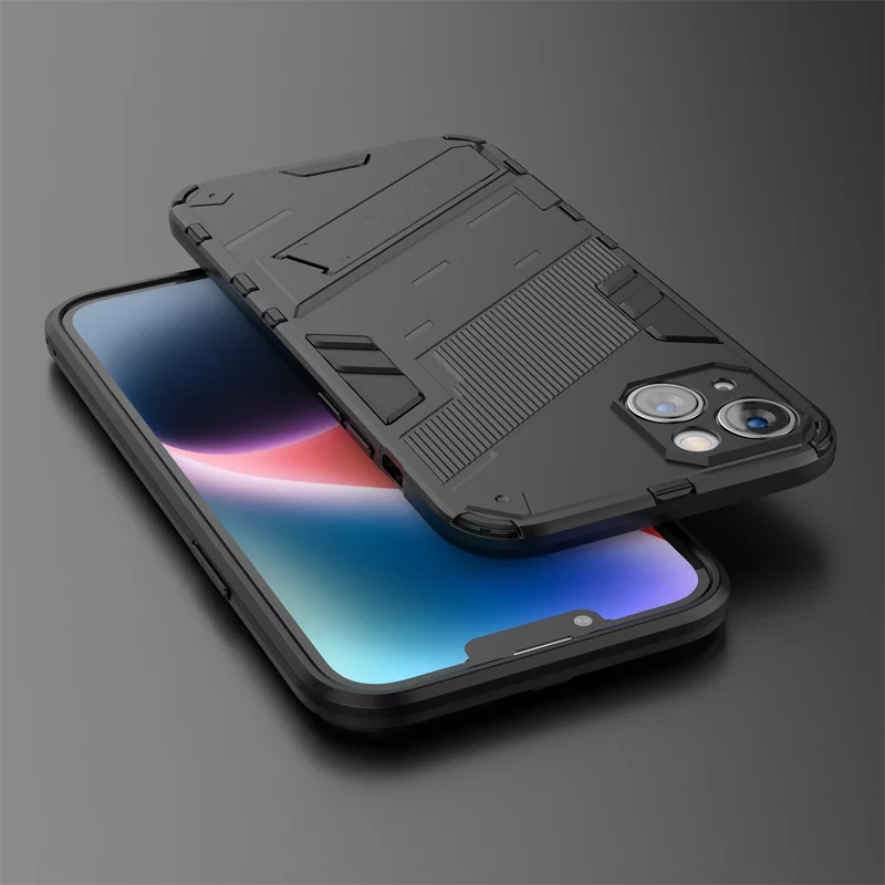 For iphone 14 Plus Case For iphone 14 Plus Cover Funda Capa Coque Armor Shockproof Holder Stand PC Back Bumper For iphone14 Plus