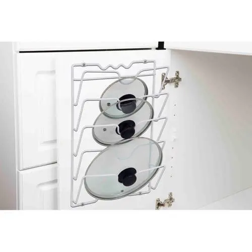 

Wall Cabinet Mount 4-Shelf Pot Lid Rack Organizer, White