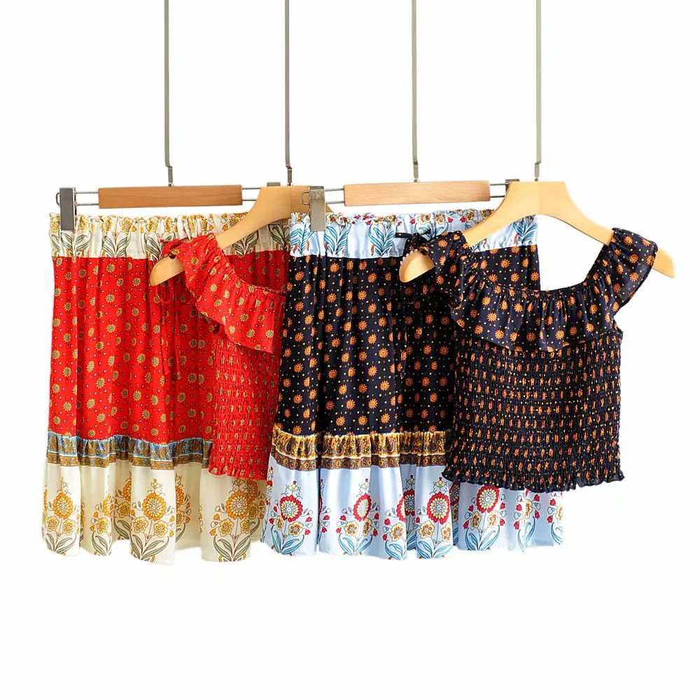 Женский костюм из двух предметов винтажный шикарный Топ без бретелек с открытыми