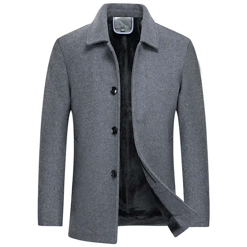 

Мужское шерстяное пальто, деловое пальто на осень и зиму, модная утепленная мужская одежда с внутренней подкладкой, куртки с отложным воротником, ветровка