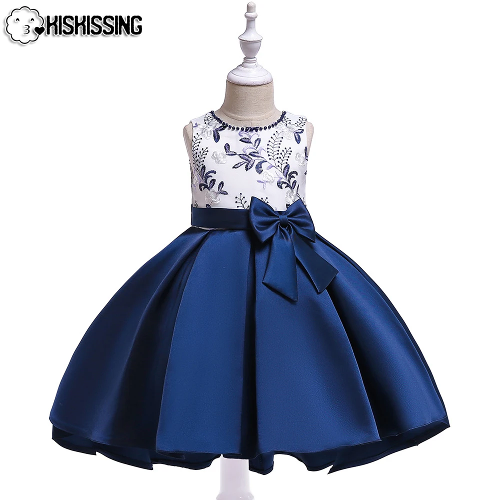 

KISKISSING вечернее платье для девочек детская одежда на день рождения Элегантное повседневное однотонное платье принцессы без рукавов детская...