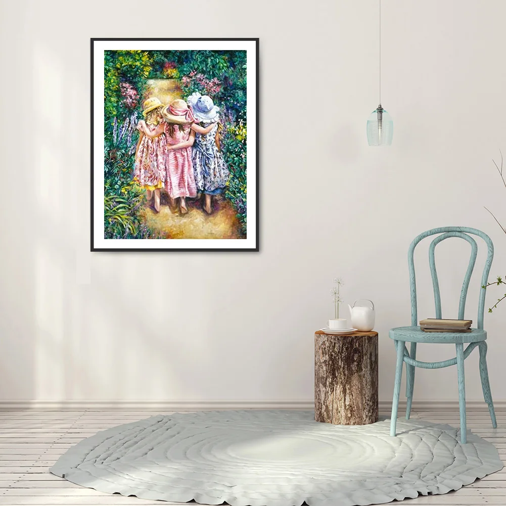 Мозаика 5D сделай сам набор для рисования из круглых страз сада и девушек