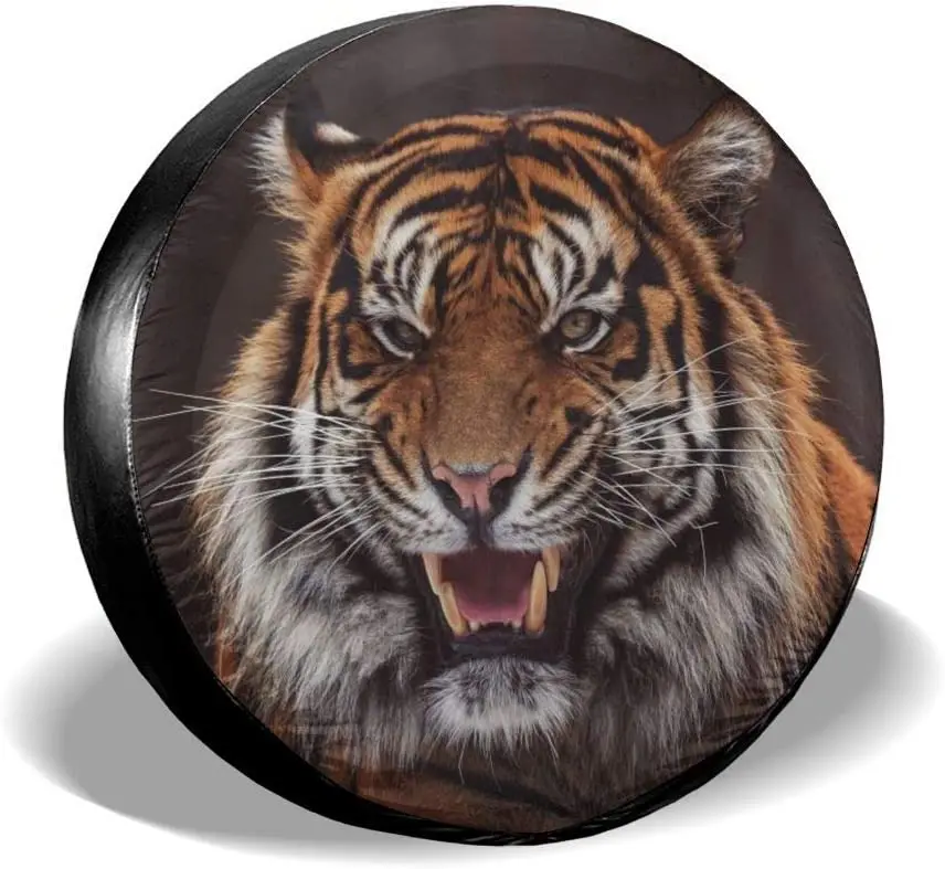 

Beautiful Tiger Space Spare Tire Cover Waterproof Dust-Proof UV Sun Wheel Tire Cover Fit for Jeep,Trailer, RV, SUV Many Vehicle