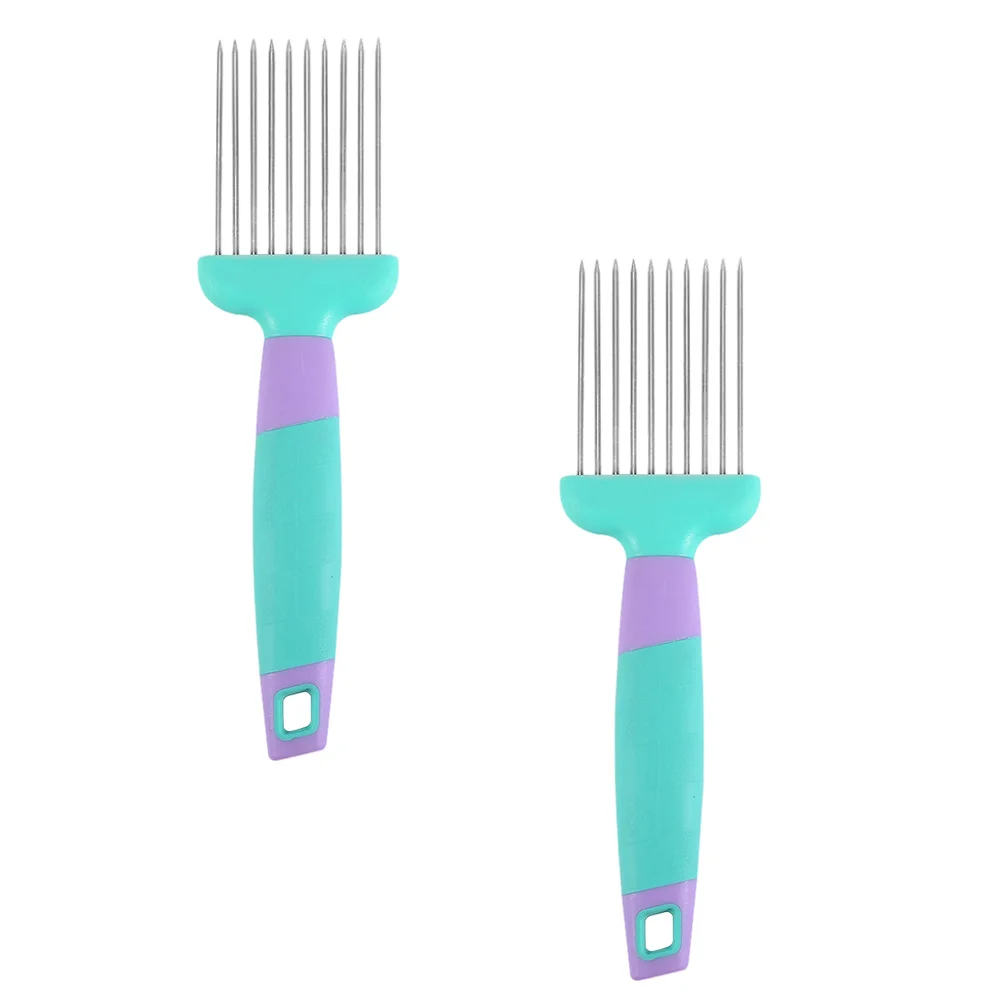 

2Pcs Onion Needles Stainless Steel and Plastic Onion Slicers Food Slicers