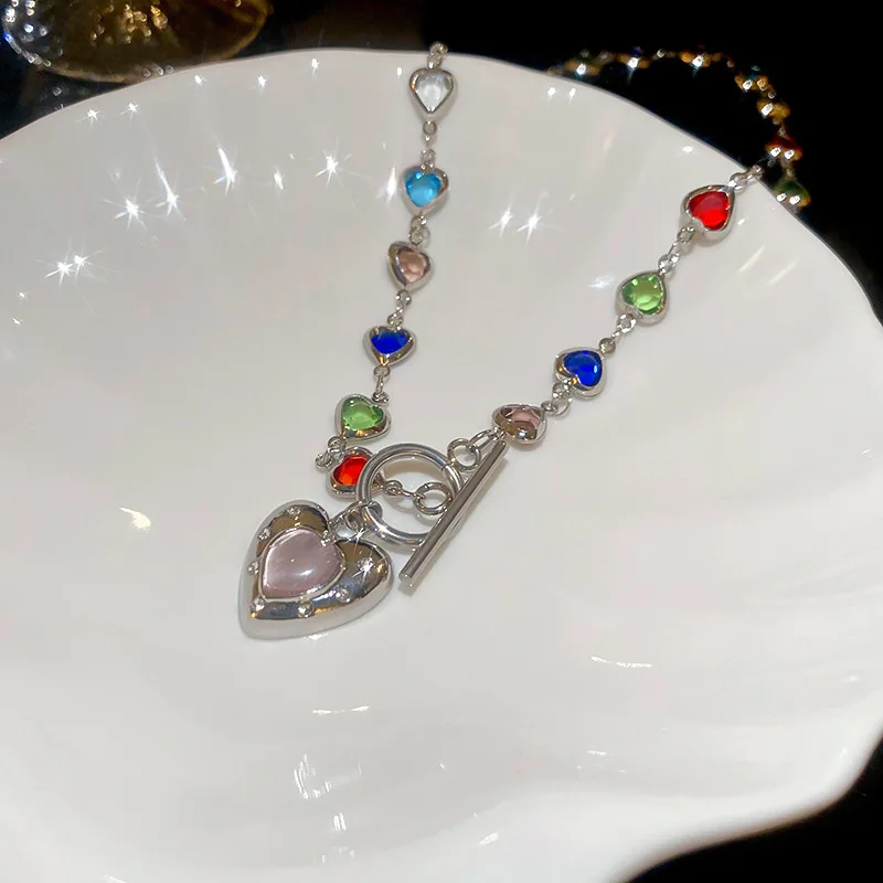 NISHIZAWA допамин бриллиант Циркон Любовь OT пряжка ожерелье модный кулон цепочка на