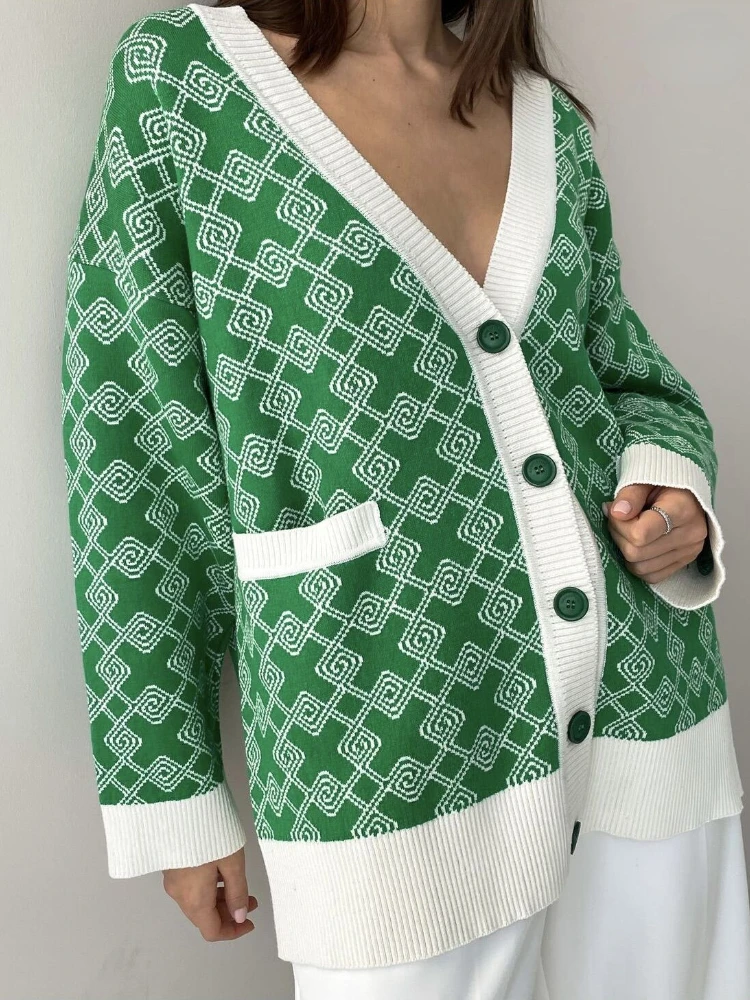 

Lattice Knitted Women Cardigan Embroidery Pattern Women Sweaters 2023 Fashion New Autumn/Winter Oversize Long Cardigan Women