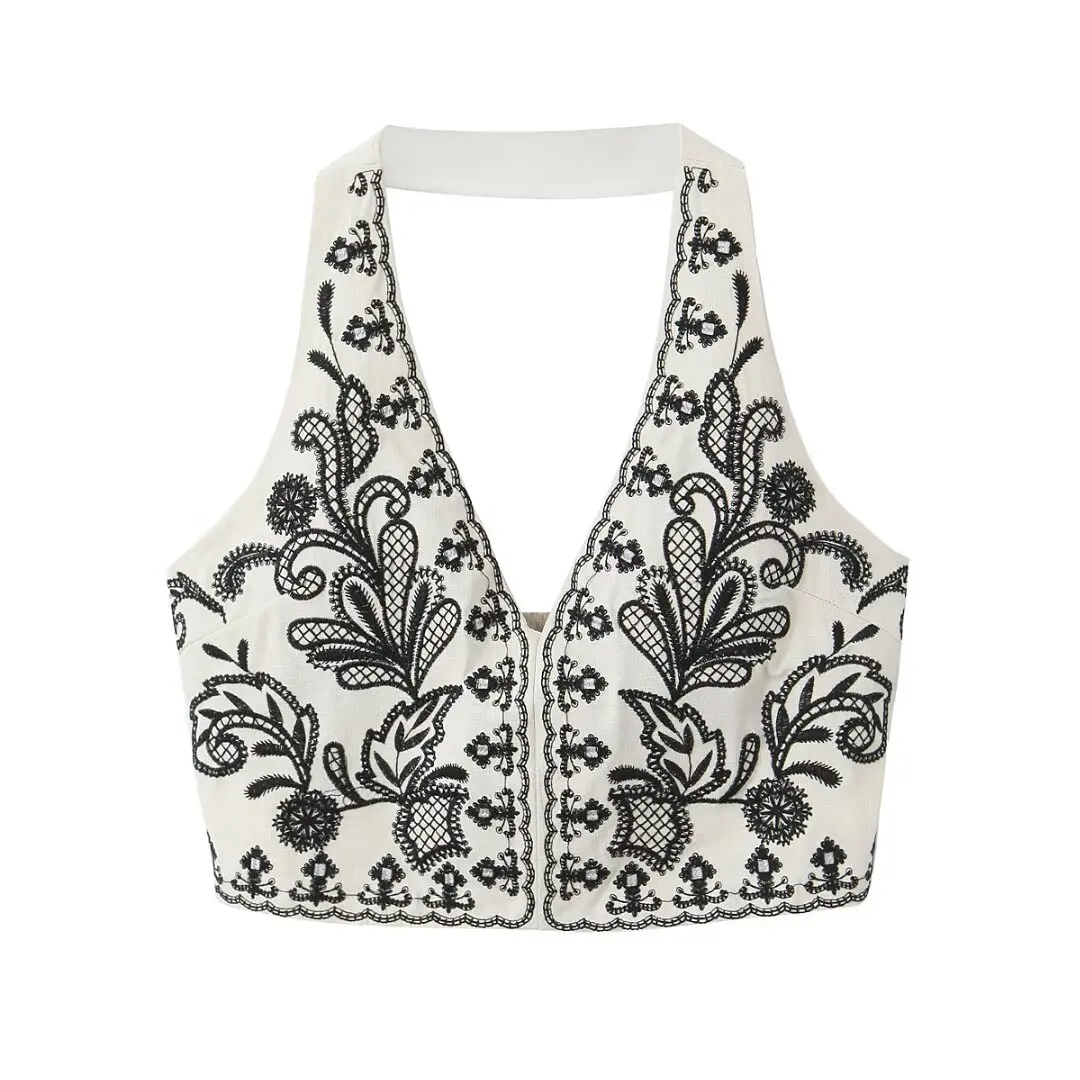 DUOPERI женский винтажный комплект платьев 2024 новый стиль с вышивкой брендовая