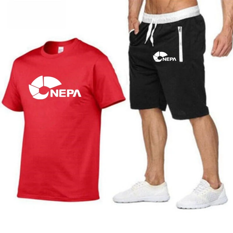 Summer Brand NEPA Tracksuit Set Men T Shirt+Shorts Sets Summer Sportswear Jogging Pants Streetwear Harajuku Tops Tshirt Suit