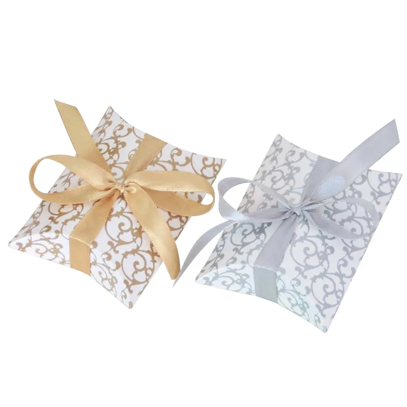 

20/30/50Pcs Pillow Candy Box Fancy Pattern Wedding Favor Gift Box Packaging Bag With Ribbon Christmas Birthday Party Decoration