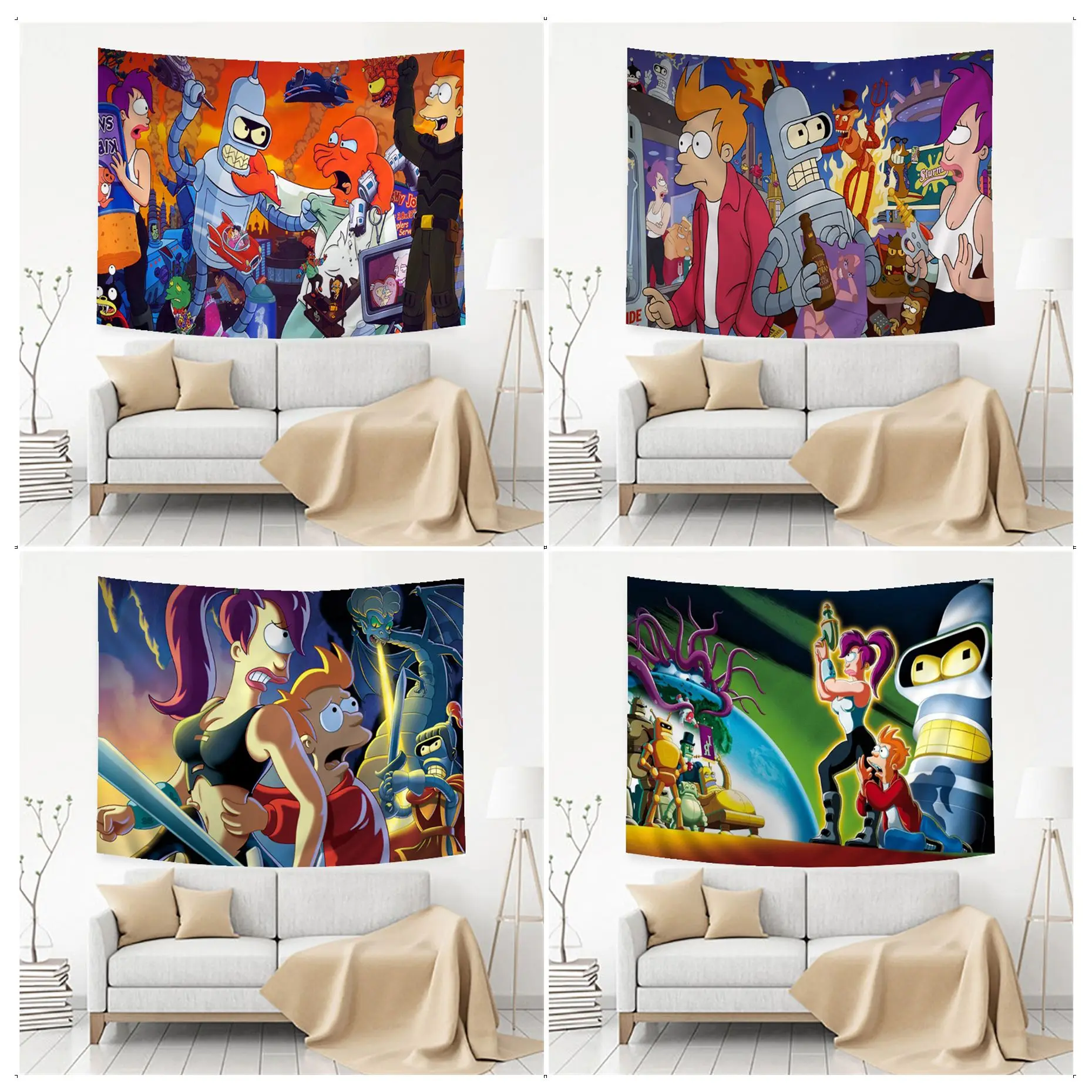 

F-Futuramas Anime Tapestry Cheap Hippie Wall Hanging Bohemian Wall Tapestries Mandala Cheap Hippie Wall Hanging