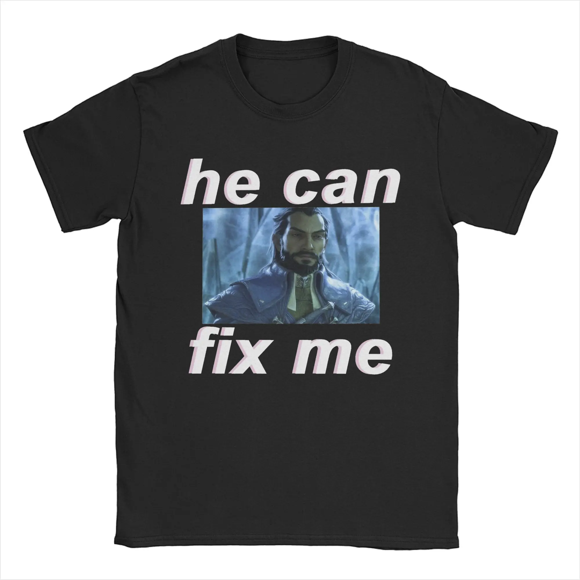 Lucanis Dellamorte He can fix me T Shirts Men's Pure Cotton Fashion T-Shirt Crewneck Tees Short Sleeve Clothes Plus Size