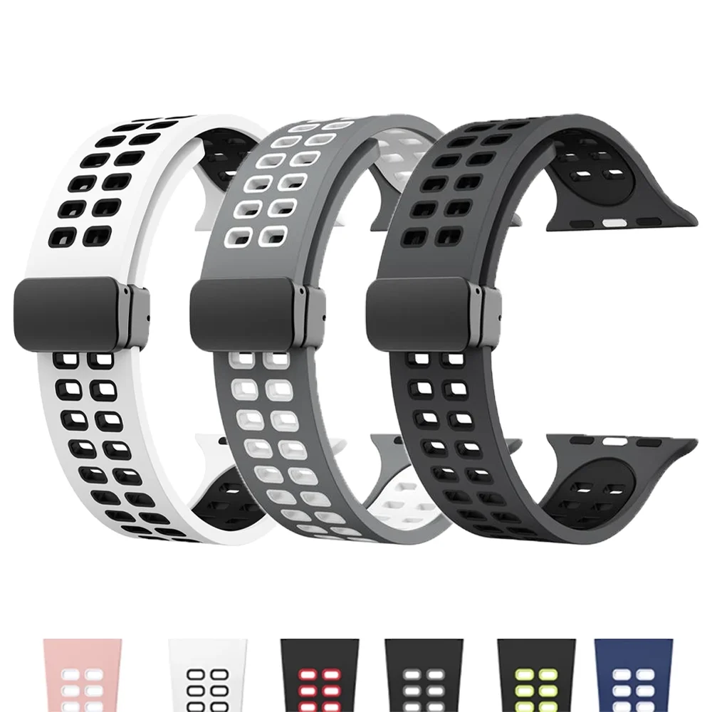 

Strap For Apple Watch band 44mm 45mm 49mm 41mm 40mm 45 mm Magnetic buckle Silicone Bracelet correa Series 8 7 3 6 5 SE 4 ultra