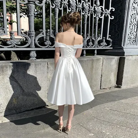 New Style Off The Shoulder Wedding Dresses Simple Satin Vestido De Noiva Wedding Dress Robe De Soiree Bride To Be Robe De Mariée