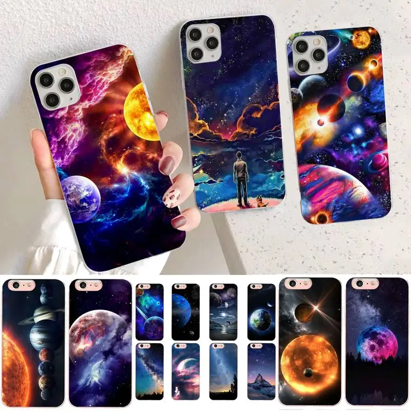 

YNDFCNB Starry Sky Universe Phone Case for iPhone 11 12 13 mini pro XS MAX 8 7 6 6S Plus X 5S SE 2020 XR cover