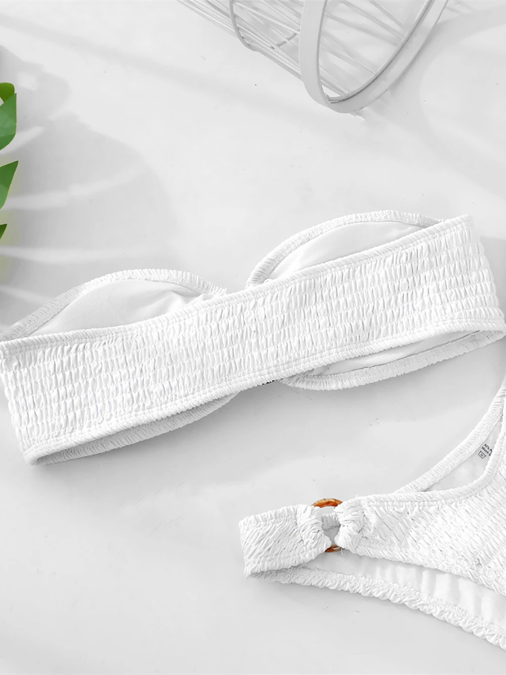 Сексуальный женский белый купальный костюм из крафт-ткани бандо бикини набор с