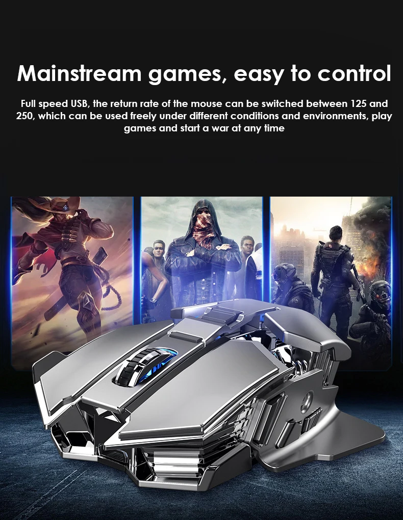 

Rechargeable Silent Gamer Mice Office Household High Resolution Office E-games Unlimited Wireless Mouse 1600dpi Gaming Mouse