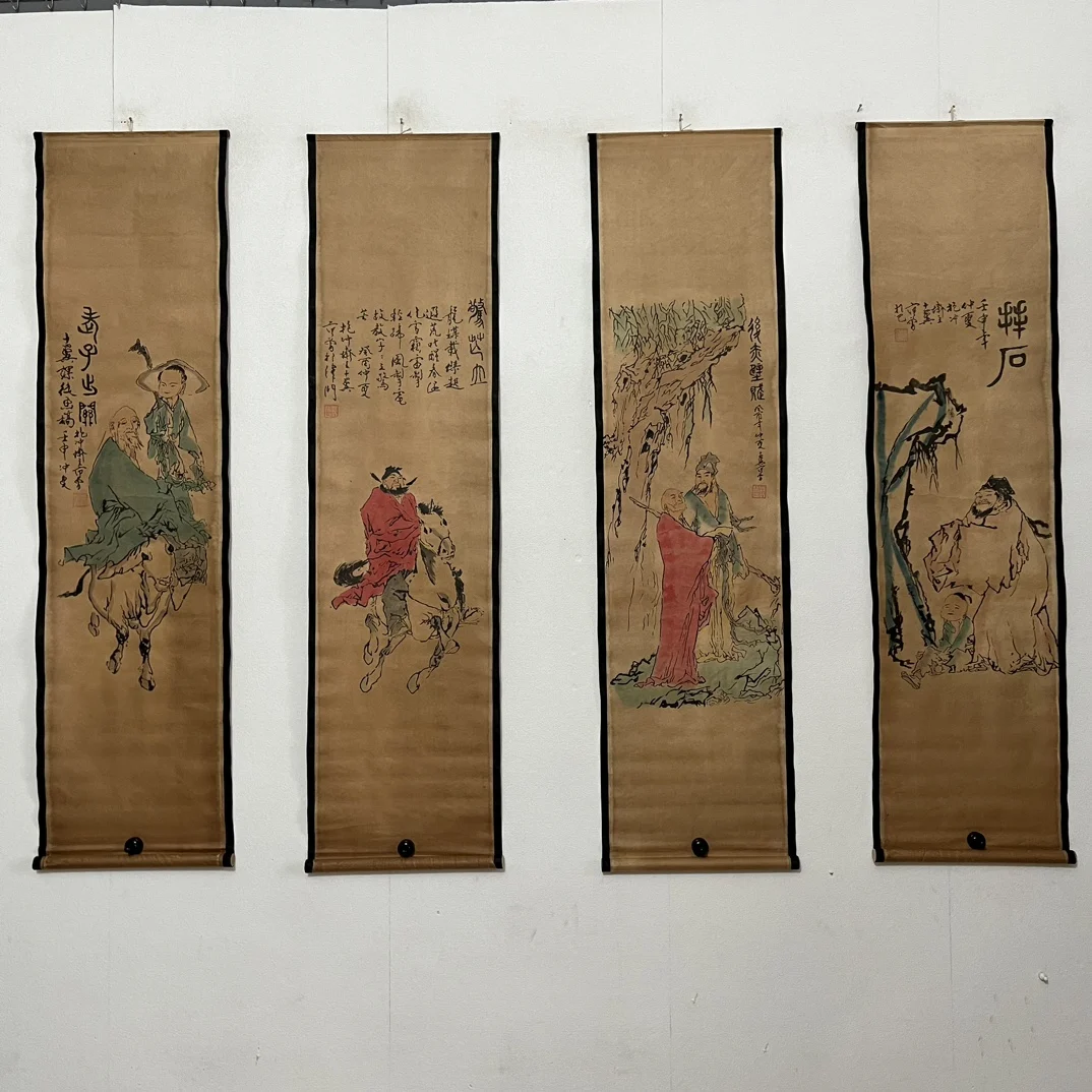 Китайская рисовая бумага для гостиной Свиток картина с четырьмя экранами