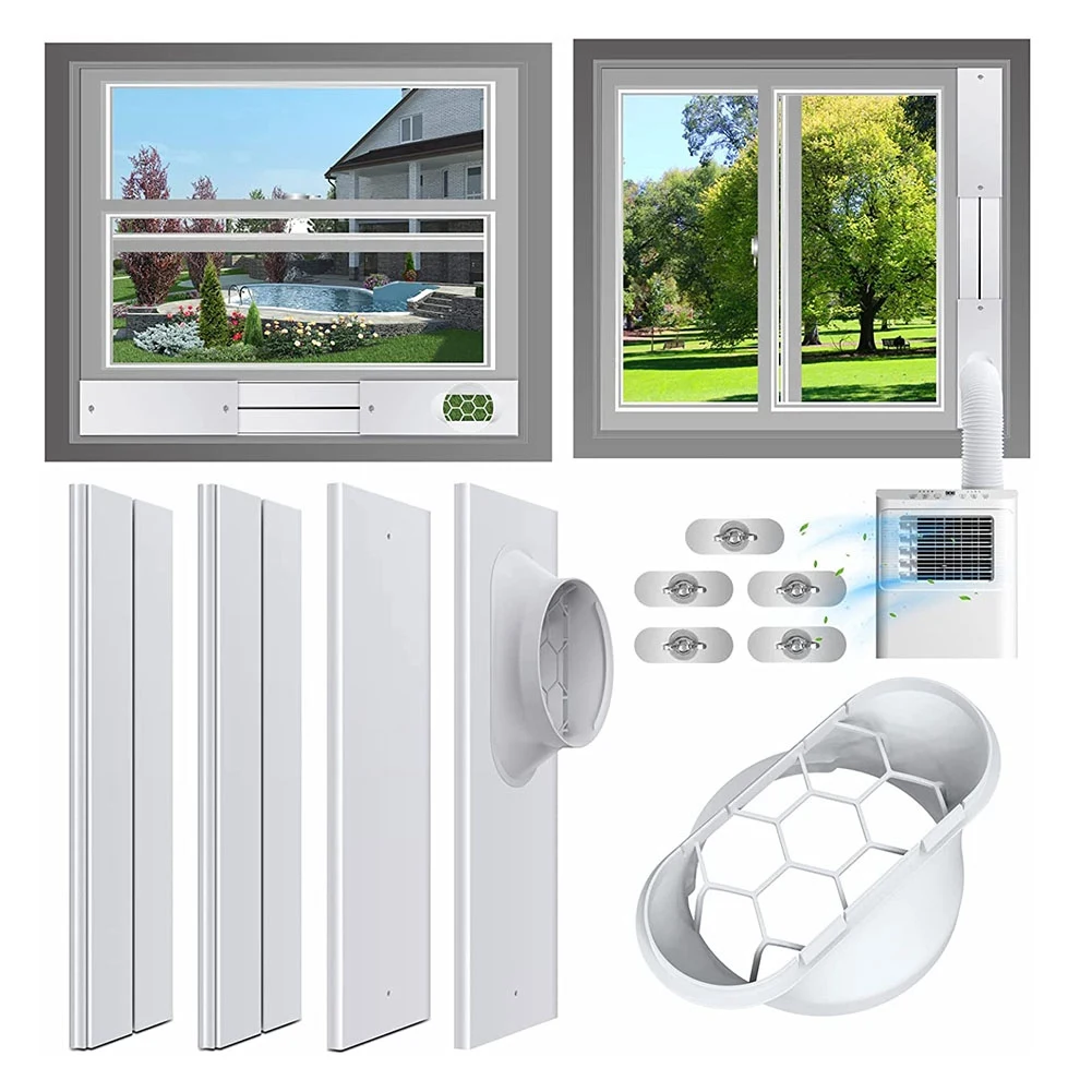 

AC Window Vent Kit Air Conditioner Window Kit for Sliding Window, AC Vent Kit with Coupler Window Seal for AC Unit B