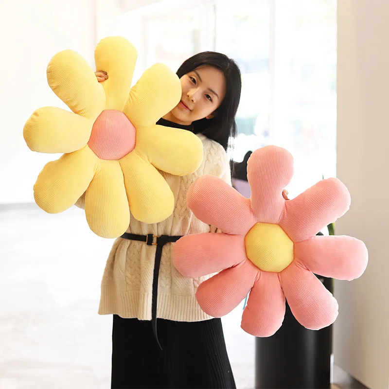 

Lifelike Sunflower Seat Cushion Plush Plant Pillow Down Cotton Filled Yellow Pink Beige Chair Flower Pillow Valentine's Gift