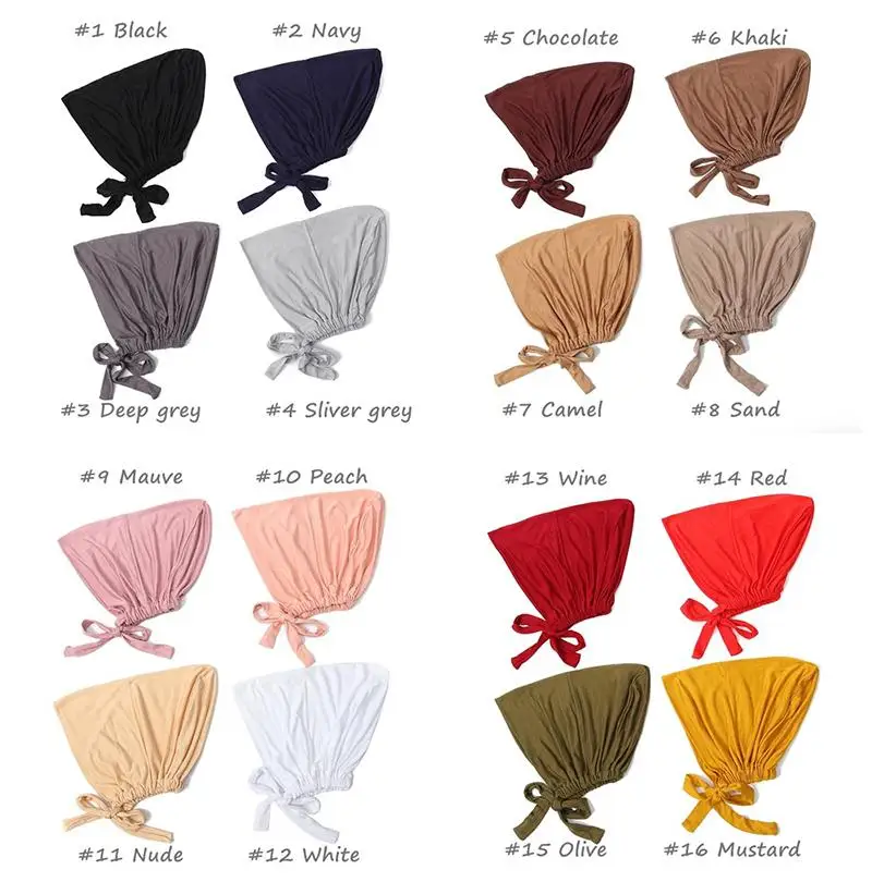 2023 New Soft Modal Muslim Turban Hat Inner Hijab Caps Islamic Underscarf Bonnet India Hat Female Headwrap Turbante Mujer