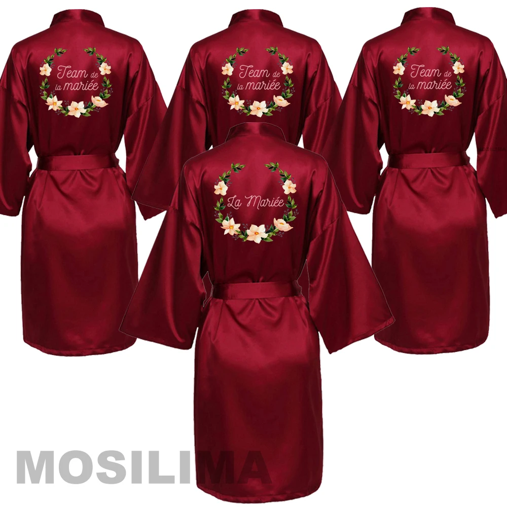 

Wedding Party Team Bride Robe Kimono Satin Pajamas Bridesmaid Bathrobe SP05