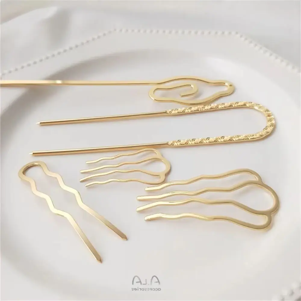 14 К позолоченная расческа для волос с четырьмя зубцами в древнем стиле шпилька