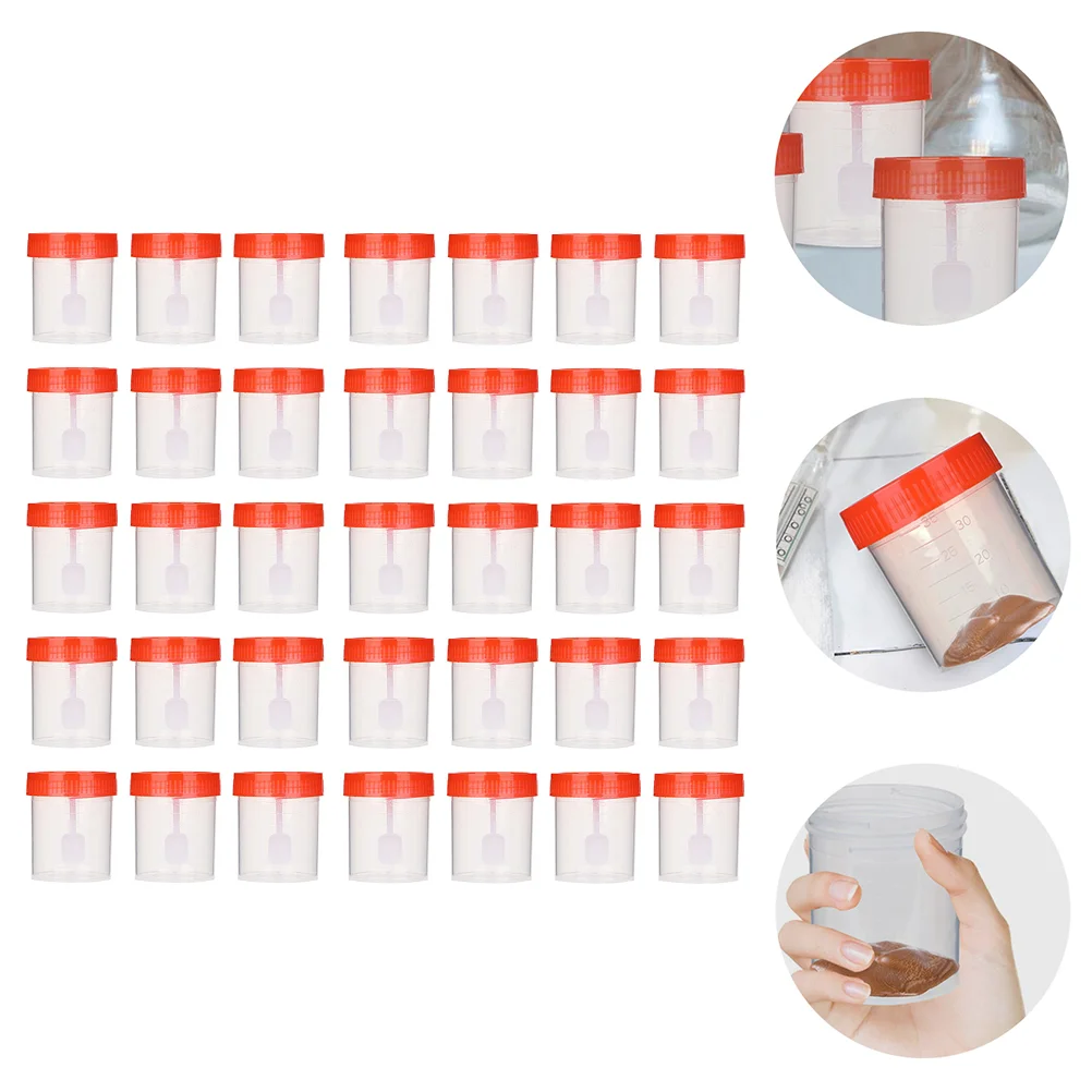 

100 Pcs Sample Cup Clear Urine Container Durable Specimen Bottle Plastic Containers Screw Cups Measuring 40ML Mouth
