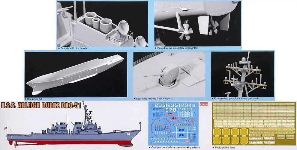 Фото ДРАКОН 1023 1/350 США. Комплект модели современной серии Sea Power Arleigh Burke (DGG-51) №2