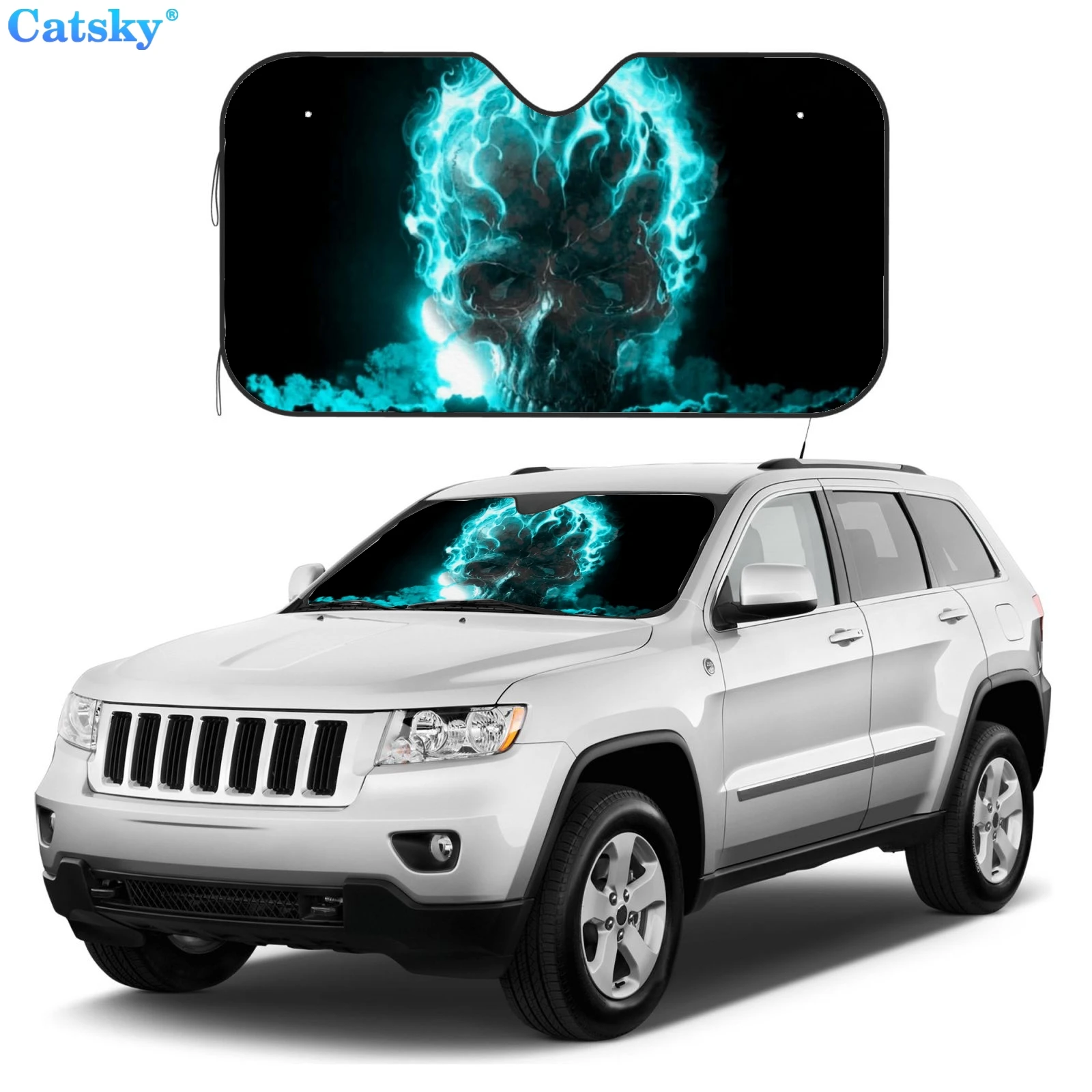 

Автомобильный солнцезащитный козырек с принтом черепа, автозапчасти, переднее ветровое стекло, солнцезащитный козырек, прочный козырек для автомобиля