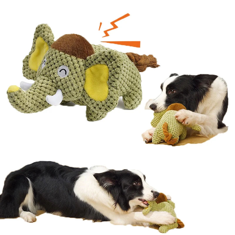 

Fun Pet Toys Elephant Shaped Corduroy Chew Toys Dog Squeakers Squeaky Plush Vocal Dog Toys Pet Training Dog Accessories