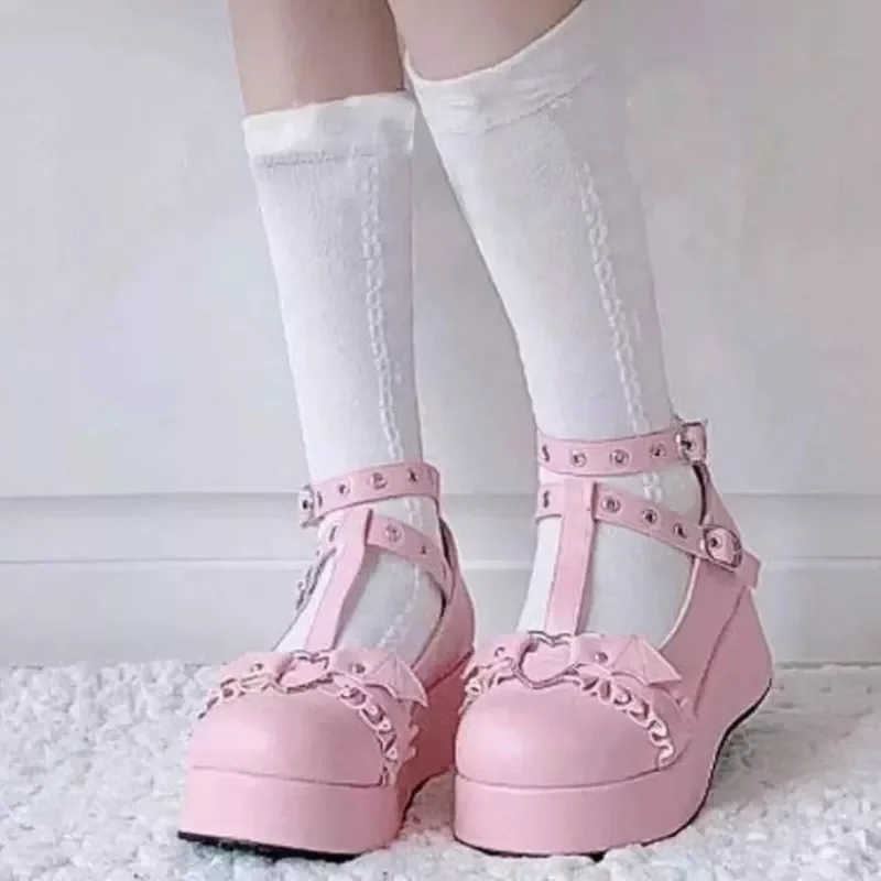 

NEW 2023 Womens Platform Shoes 2022 New Ladies Lolita Shoes Thick Heels Cute JK Retro Harajuku Plus Size 43 Punk Shoes Zapatos D