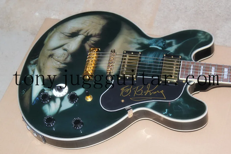 

Hot Sale Jazz Hollow ES Electric Guitar B.B.King Siganture Archtop Body Chinese Musical Instrument Black Speed Knobs Gold