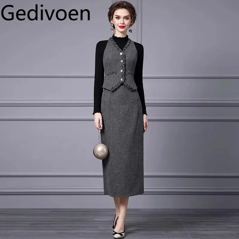 Gedivoen женский элегантный офисный и деловой костюм однобортные топы на бретелях с