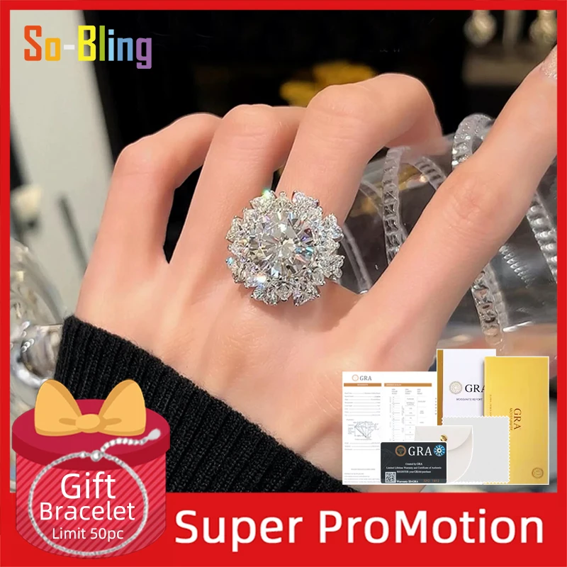 Фото Кольца из стерлингового серебра 925 пробы So-Bling, кольцо с муассанитом 5 карат и сертификатом Gra для женщин, элегантный подарок, ювелирные изделия для вечеринок №1