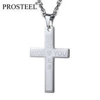 prosteel cross necklace christian jewelry god loves you christmas gift men women goldblack stainless steel pendant chain