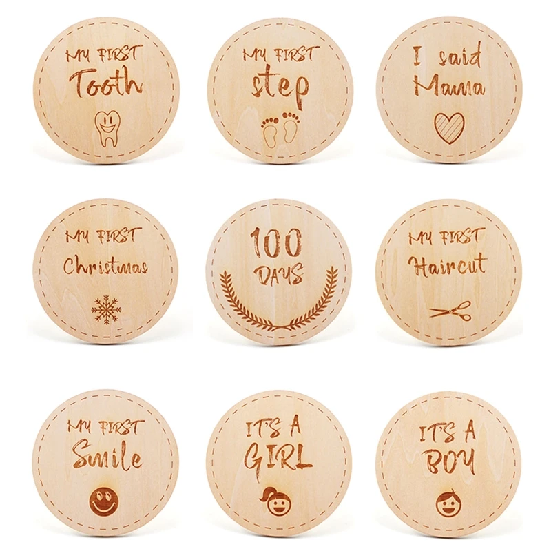 

Newborn Monthly Recording Commemorative Cards Handmade Baby Milestone Wood Cards