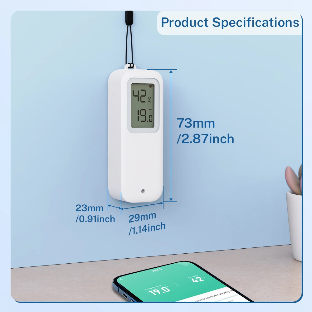 Фото Датчик температуры и влажности Smart Life Tuya WiFi/Zigbee, водонепроницаемый ЖК-дисплей IP65, работает с Alexa/Google, в помещении/на открытом воздухе №3