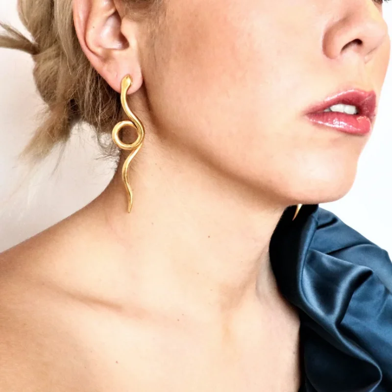 

Vintage Gothic Jewelry Snake Gold Long Dangling Earrings Boho Jewelry Accessories Statement Helix Earrings for Women 2023 Luxury