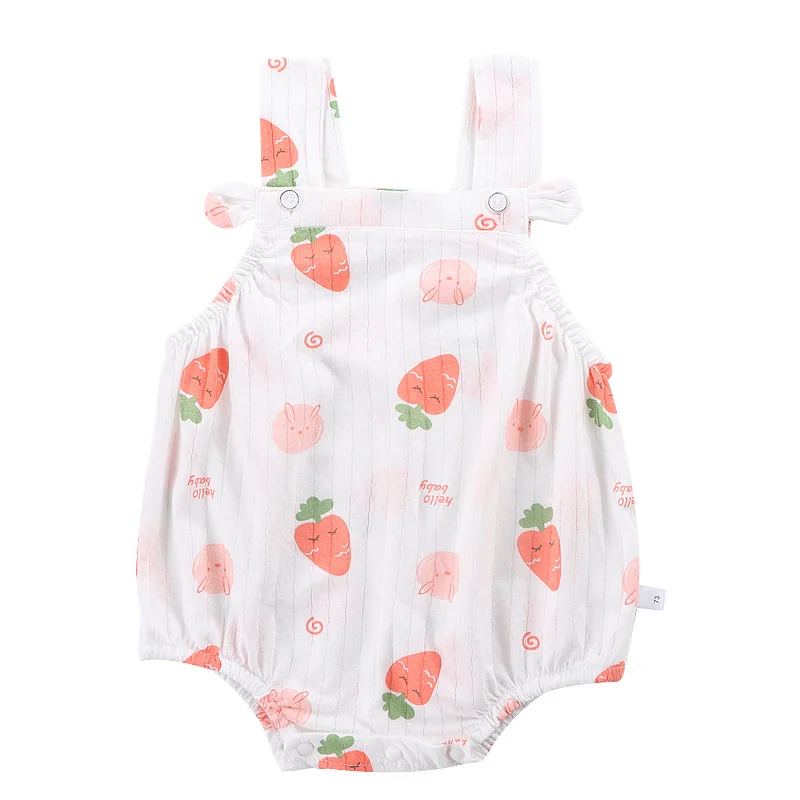 

Baby Girls Cartoon Rompers Clothes Summer Infant Newborn Strawberry Print Sleeveless 100% Cotton Bodysuits Jumpsuits Outfits