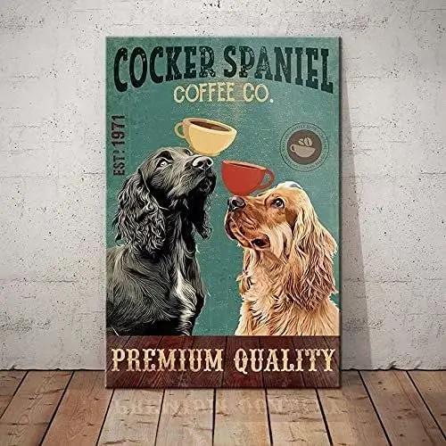 

Кокер-спаниель, собака, металлический жестяной знак Coffee Co. Премиум-Качества, печатный плакат, ванная комната, домашнее искусство, настенное ...