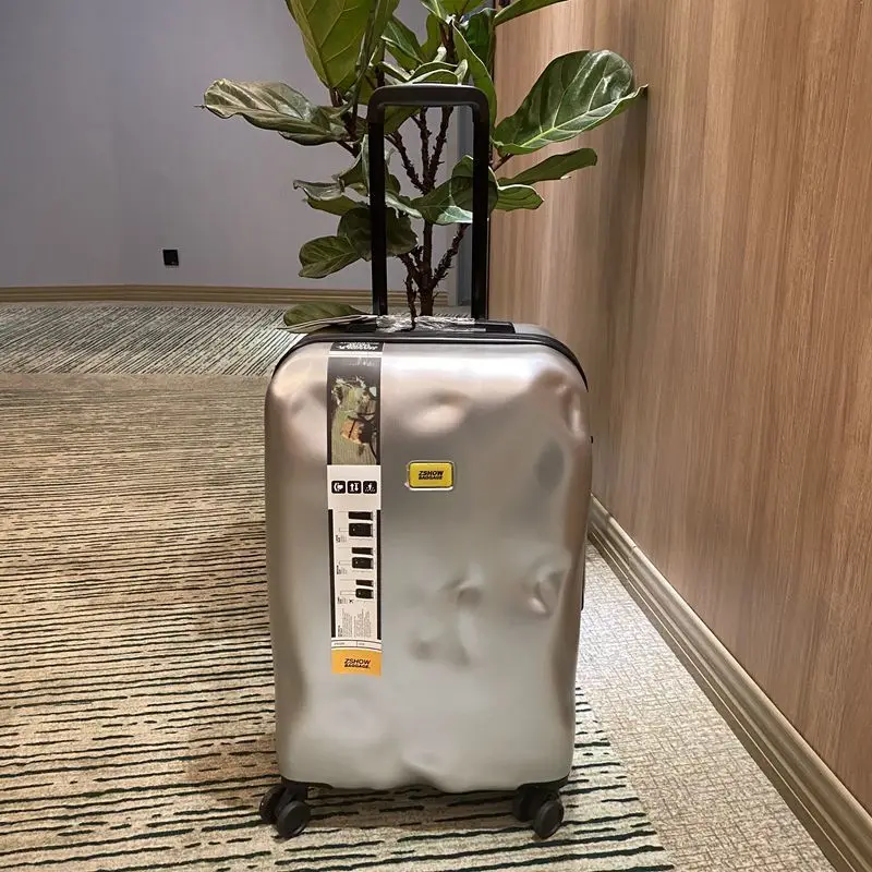 Damaged Style Carry on Luggage Set Trendy Retro Concave Convex Suitcase PC Super Light Convenient Business Travel Trolley Case
