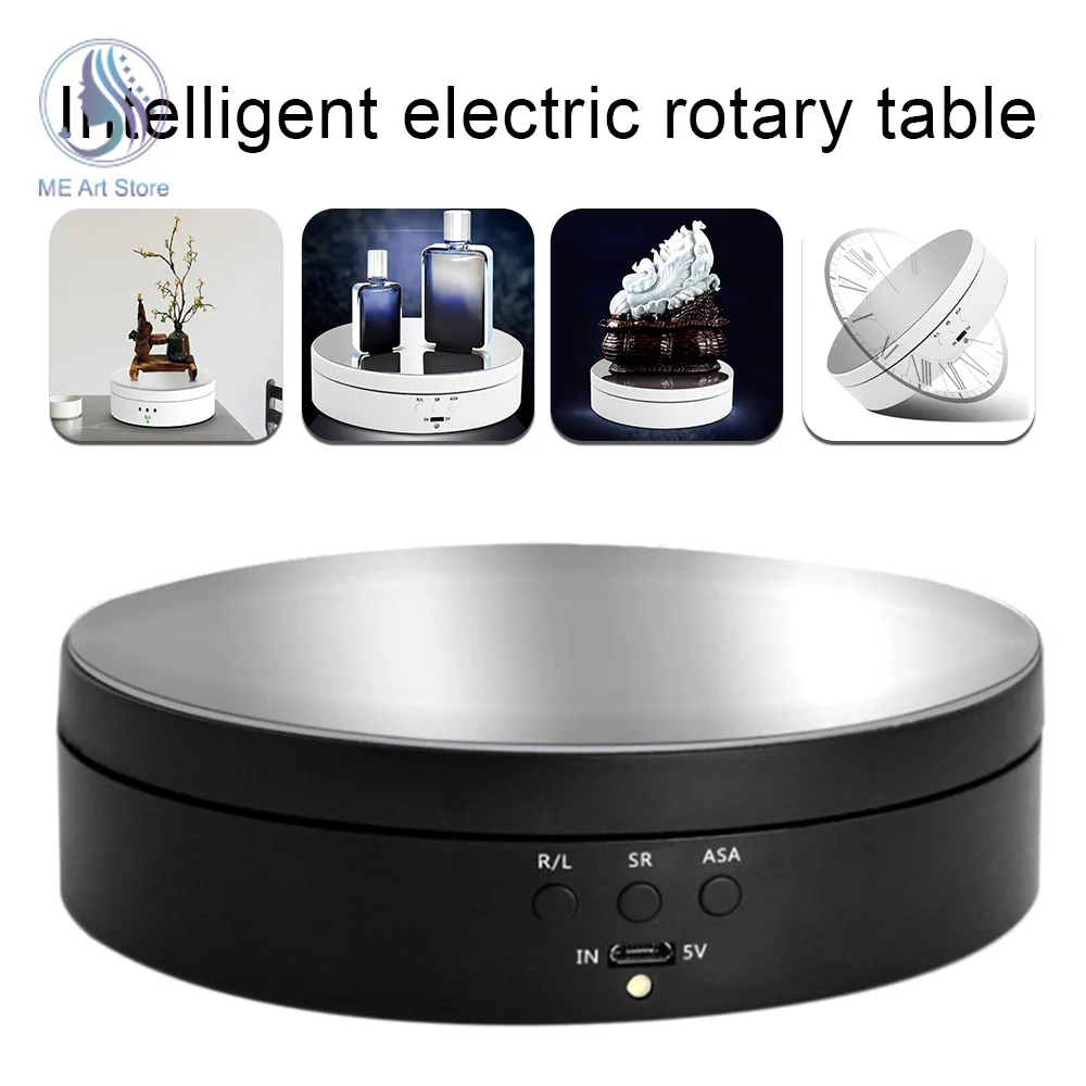 Electric Rotating Display Stand Mirror Turntable Jewelry Holder Battery 3 Speeds USB Charge Display Stand For Video Prop Shoes