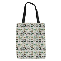 patchwork tropical safari pattern portable shopping bag fashion outdoor travel handbag lightweight adult women bolso de mano