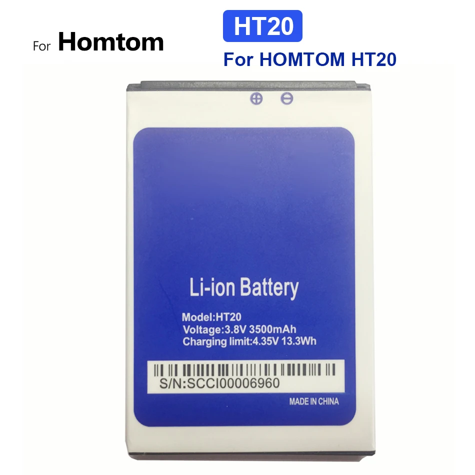 

Mobile Phone 3500mAh Battery For Homtom HT20 HT 20 Replacement Batteries Original Battery 3.8V High Capacity Li-ion Batteries