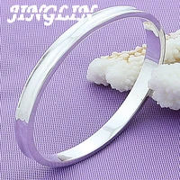 jinglin 925 sterling silver smooth round circle bracelets bangles for women fashion simple silver bangle minimalist jewelry