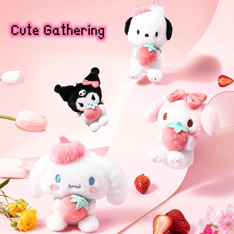 

Новинка Sanrio аниме плюшевые игрушки Cinnamoroll MyMelody клубника сидя серия плюшевые брелки Kuromi аксессуары для сумки