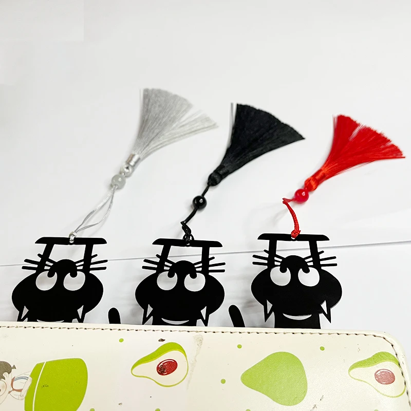 1 шт. Kawaii Черный кот закладки для книг 3D металлическая стерео книга с животными