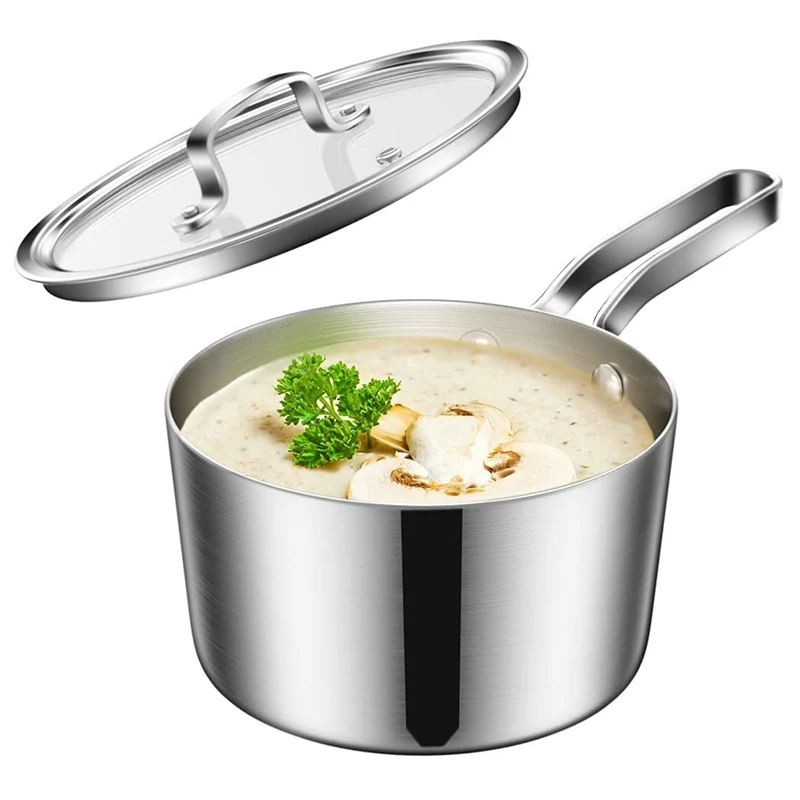 

Small Pot Induction With Glass Lid, 1.5Qt, 6.3 Inch, Compatible With All Heat Sources, Oven Resistant, , Saucepan