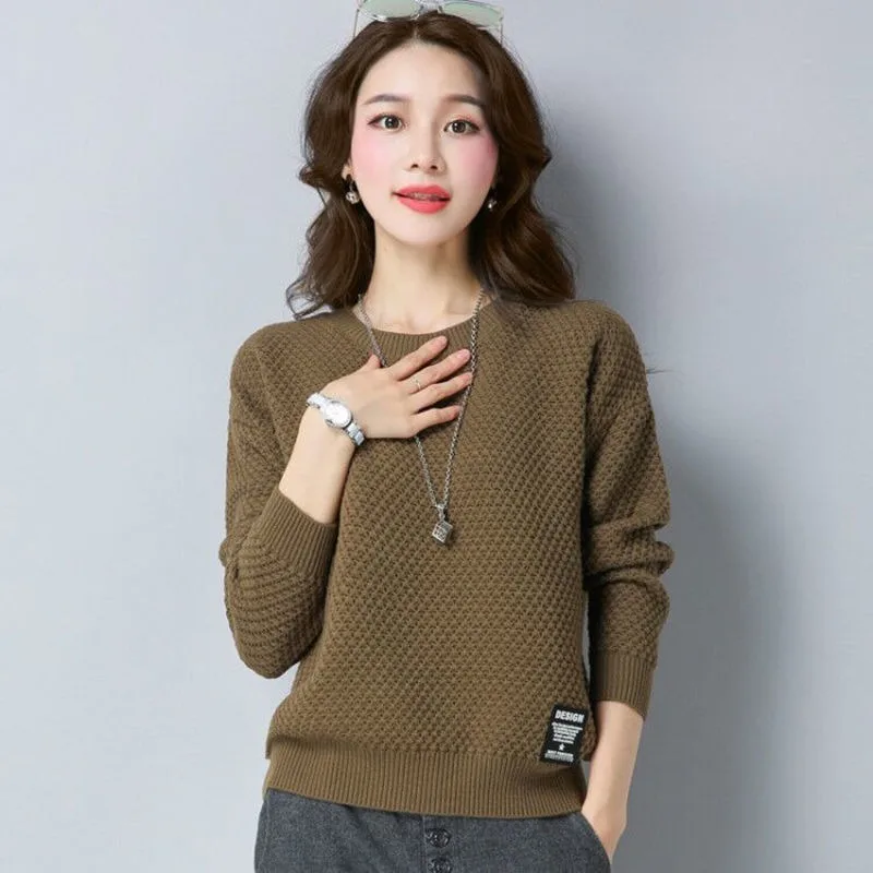 

2023 Sweater Women Spring and Autumn New Knitted Sweater Wearing Loose European and American Style Round Fashion Versatile